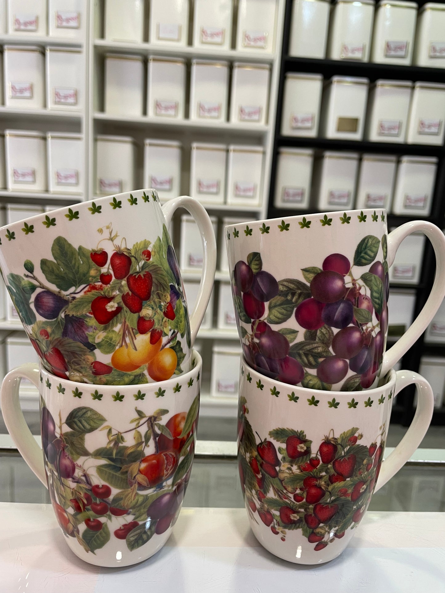 Taza porcelana frutas