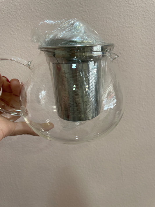 Tetera de cristal redonda
