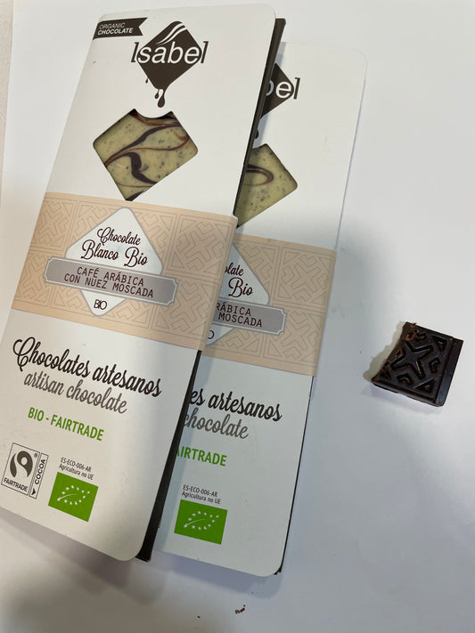 Tableta de chocolate blanco café de Arabia y nuez moscada