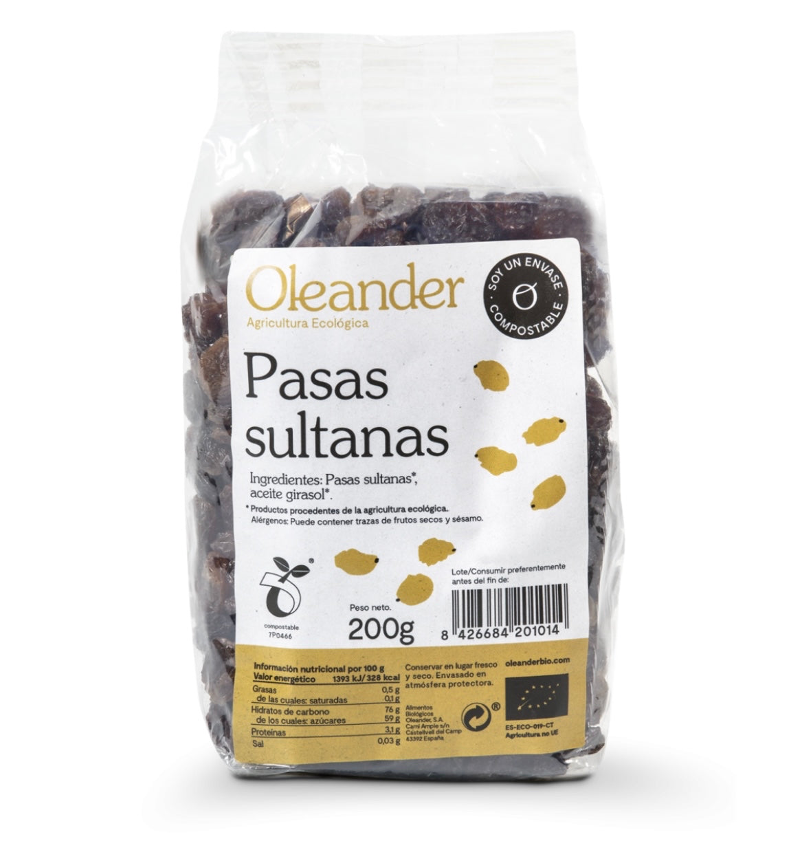 Pasas sultanas deshidratadas