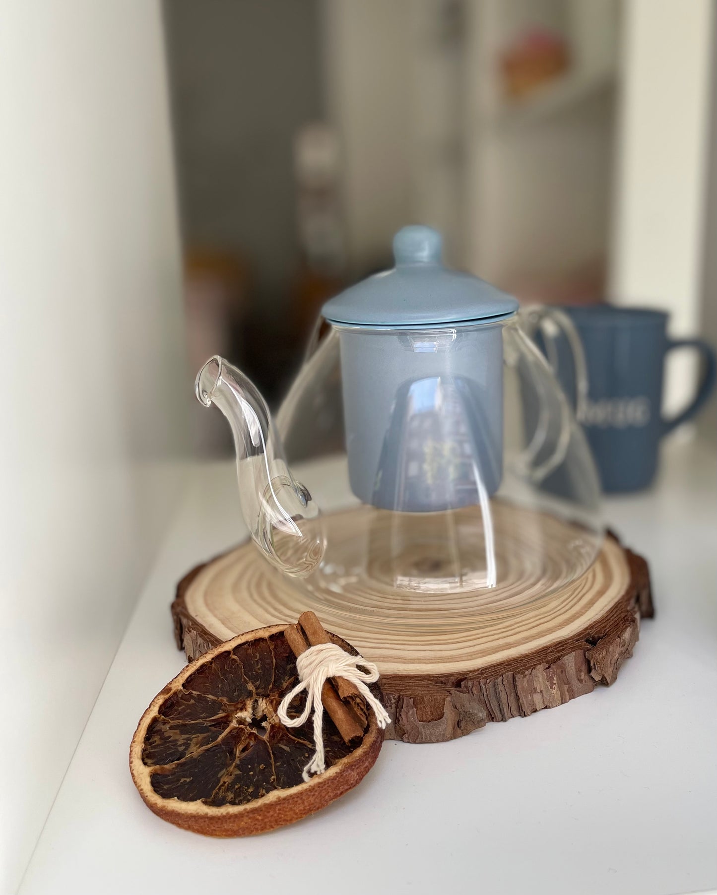 Tetera de cristal con filtro de porcelana