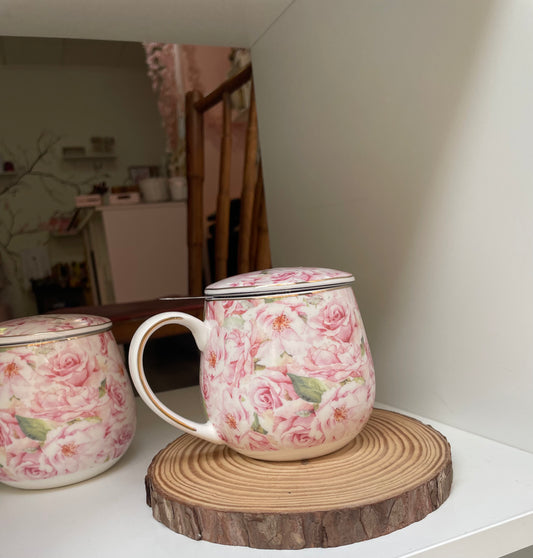 Tazas el rosal rosa