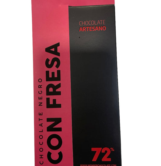 Tableta de chocolate negro con 72% con fresa